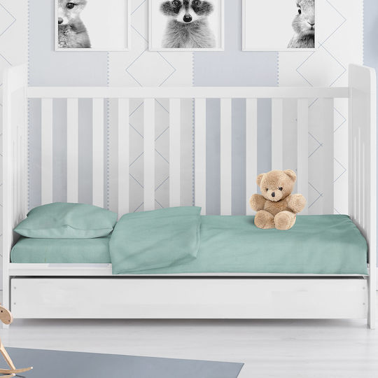 Dimcol Solid Комплект Бебешки Чаршафи За Количка Памучни Тюркоазен 120x160бр 3бр