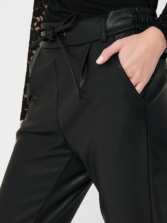 Dama Talie înaltă Tesatura Pantaloni cu Elastic cu Croială Carrot Negru