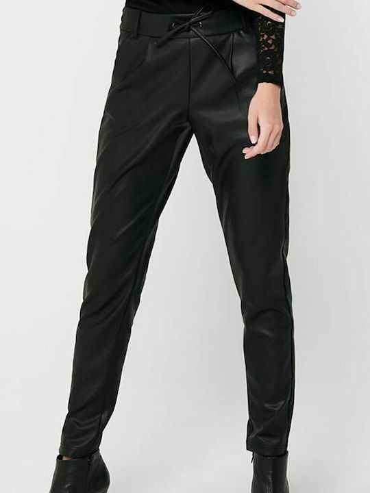 Dama Talie înaltă Tesatura Pantaloni cu Elastic cu Croială Carrot Negru