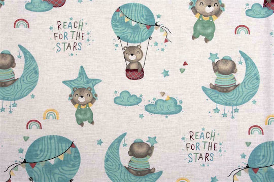 Dimcol Reach the Stars Baby Sheet Cradle Cotton Green 80x110cm