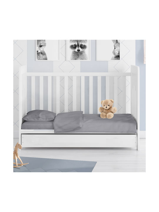 Dimcol Solid Baby Sheets Set Crib Cotton 495 Dark Grey 120x160cm 3pcs 1912617606249592