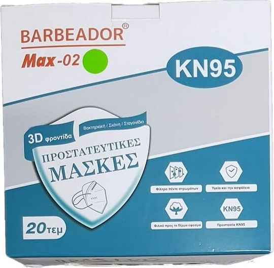 Max Barbeador Max-02 KN95 3D Care Protective Mask Protective Mask FFP2 Green 20pcs