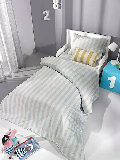 Saint Clair Комплект чаршафи Единично Памучни Stripes Синьо 160x250см 3бр