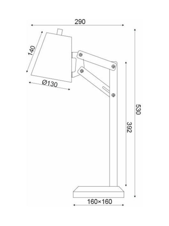 Aca Schreibtischlampe für Fassung E14 in Gray Farbe