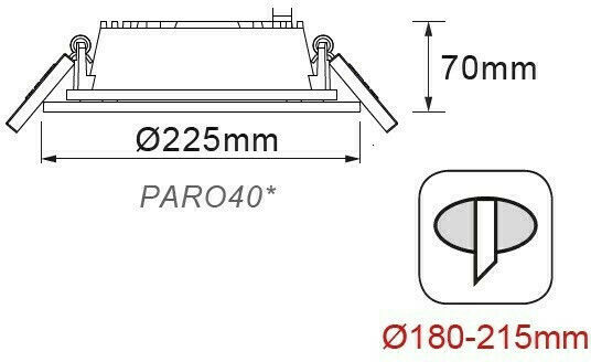 Aca Rund Vertieft LED Panel 40W mit Kaltweiß Licht 6000K
