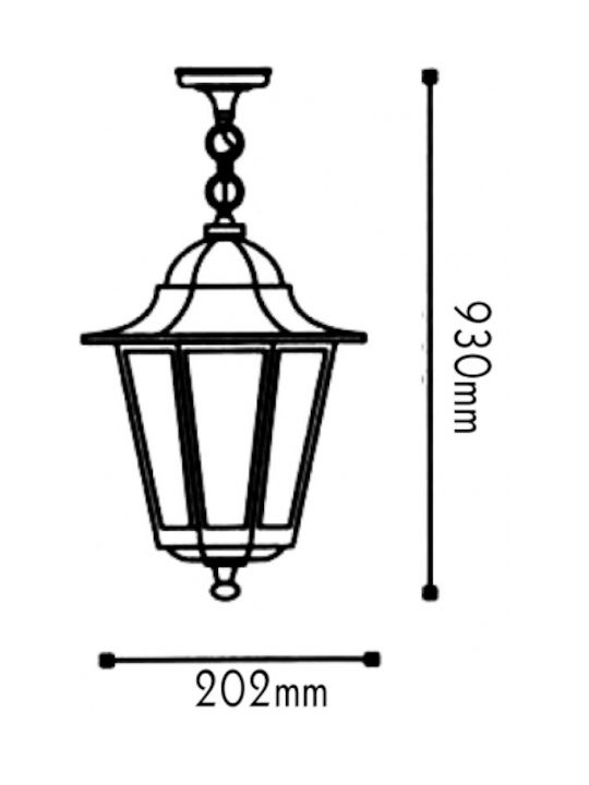 Aca Outdoor Hanging Ceiling Light E27 in Gold Color HI6025GB