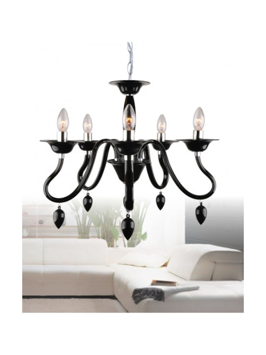 Aca Candelabru 5xE14 cu Lumânări Negru SF3631105