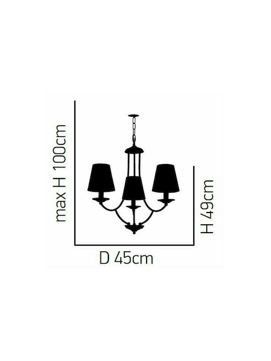 Home Lighting Kronleuchter 3xE14 Ø45cm mit Schirmen Gray 77-3661
