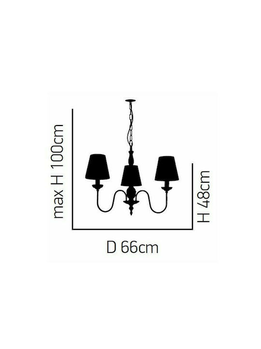 Home Lighting Orion C111-3 Kronleuchter 3xE14 Ø66cm mit Schirmen Weiß 77-3670