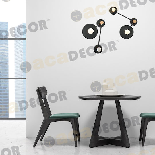 Aca Clock Modern Lamp Wall with Socket E27 Black 74x74x23cm