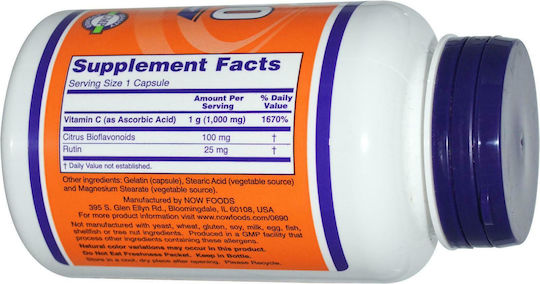 Now Foods C-1000 With Rose Hips And Bioflavonoids Vitamin for Immune System Boost, the Skin & Antioxidant Action 1000mg 100 Tablets
