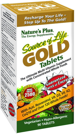Nature's Plus Source Of Life Gold Πολυβιταμίνη για Ενέργεια & Ενίσχυση του Ανοσοποιητικού 90 ταμπλέτες