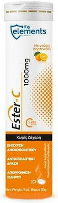 My Elements Ester-C Vitamin for Immune System Boost, Skin & Antioxidant 1000mg Orange 20 eff. tabs