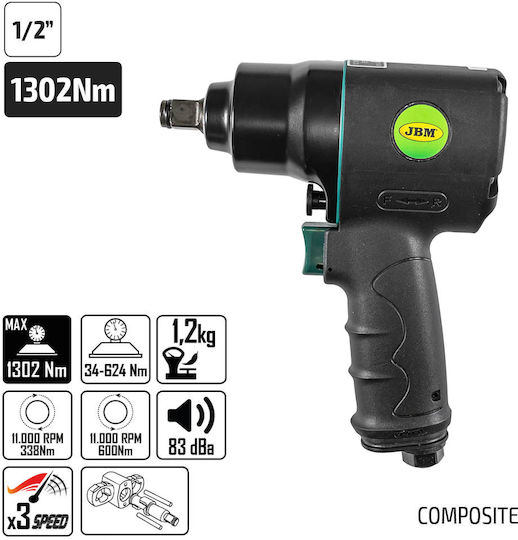 JBM 51206 Cheie Cu Impact Pneumatic 1/2" Cu Cuplu Maxim 132.76kgm