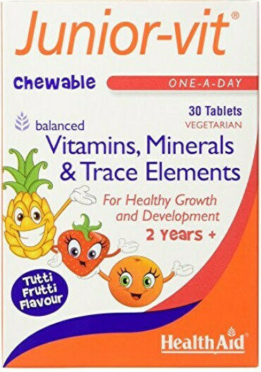 Health Aid Junior-Vit Πολυβιταμίνη για Ενέργεια, τα Μαλλιά & τo Δέρμα Tutti Frutti 30 μασώμενες ταμπλέτες