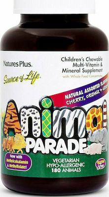 Nature's Plus Source Of Life Animal Parade Multi Vitamin & Mineral Vitamin for Energy & Immune System Boost Orange 180 chewable tabs