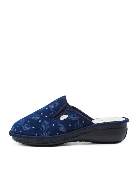 Anatomische Lederne Damen Hausschuhe Blau