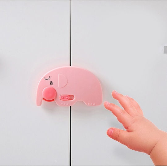 Cangaroo Henry Cabinet & Drawer Lock with Sticker made of Plastic in Pink Color 6εκ. 3pcs
