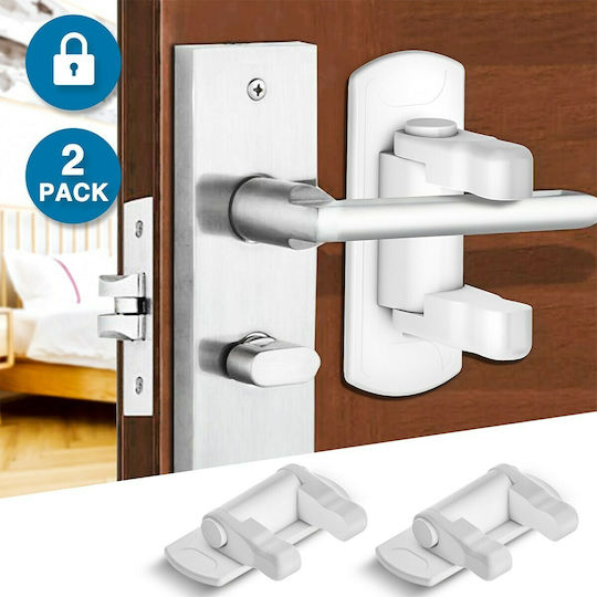 Factory Door Safety Lock with Sticker made of Plastic in White Color 9.7x7.2x3εκ. 2pcs