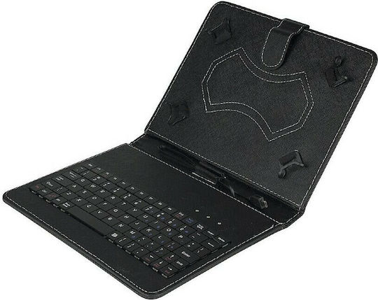 Flip Cover Δερμάτινη με Πληκτρολόγιο στα Αγγλικά US Μαύρη (Universal 10")