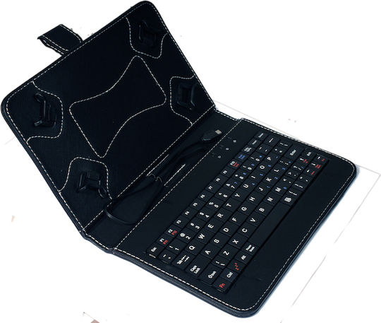 Flip Cover Δερμάτινη με Πληκτρολόγιο στα Αγγλικά US Μαύρη (Universal 10")