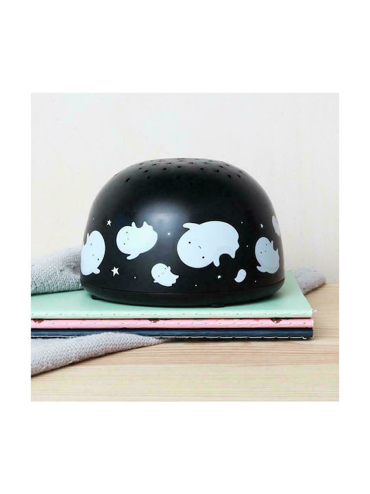 A Little Lovely Company Led Kids Projector Lamp Ghost with Star Projection Black 14x14x9εκ.