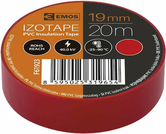 Emos Μονωτική Ταινία 19mm x 20m Κόκκινη