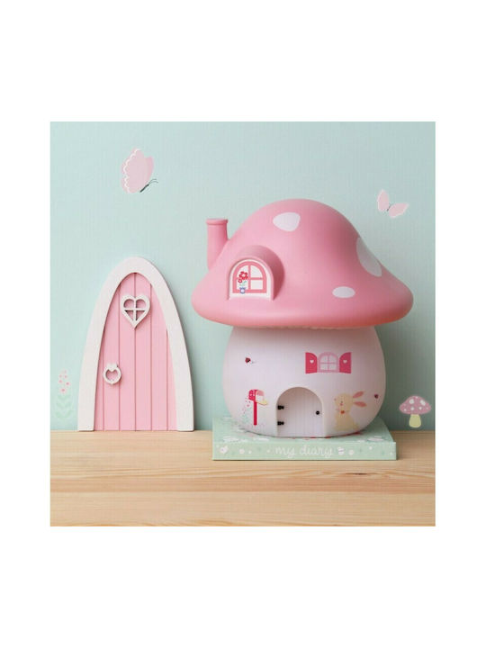 A Little Lovely Company Led Kids Decorative Lamp Mushroom House Red 17.5x17.5x19εκ.