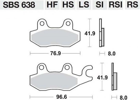 SBS Τακάκια Μοτοσυκλέτας Πίσω Triumph Tiger 1050 07'-14' / Kawasaki EX 300 13' / EX 250R 08'-12' για Kawasaki EX 300 / Z300 Triumph Tiger 1050 Yamaha YBR 250