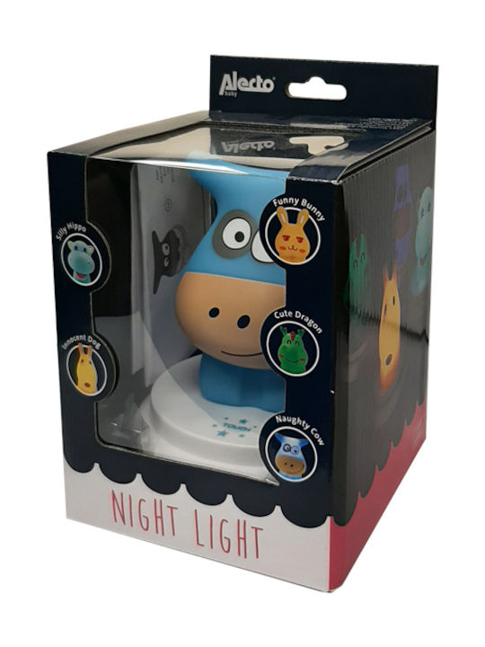 Alecto Baby LED Kinder Dekorative Lampe Naughty Cow Blau 12x12x15εκ.