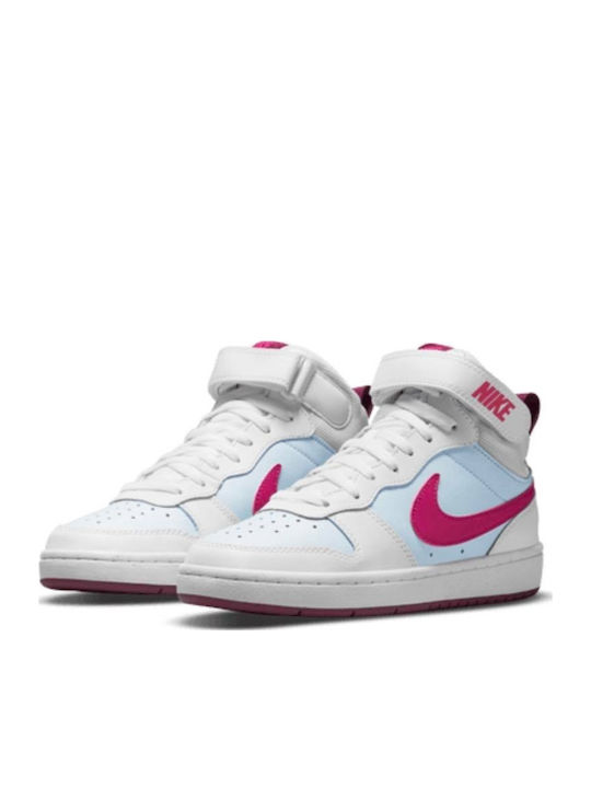 Court Borough Kids Sports Shoes with Hoop & Loop Closure White