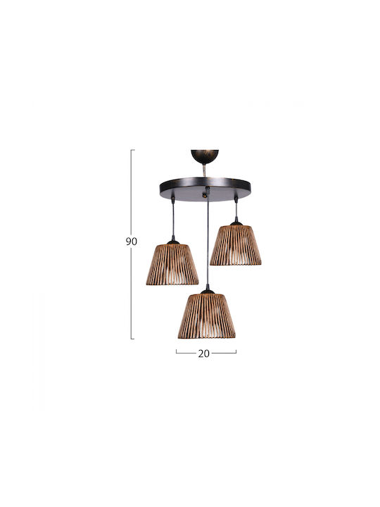 HomeMarkt Pendant Light Three-Light for Socket E27 Bronze