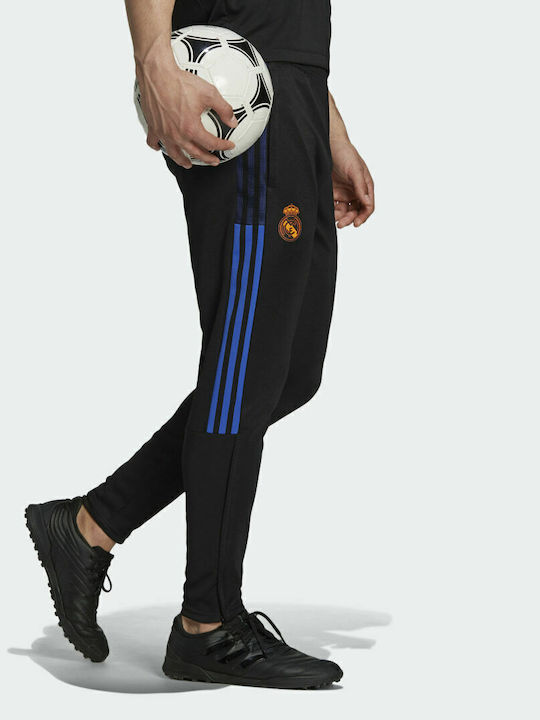 Real Madrid Tiro Training Ποδοσφαιρικό Παντελόνι Φόρμας Γυαλιστερό με Λάστιχο Μαύρο