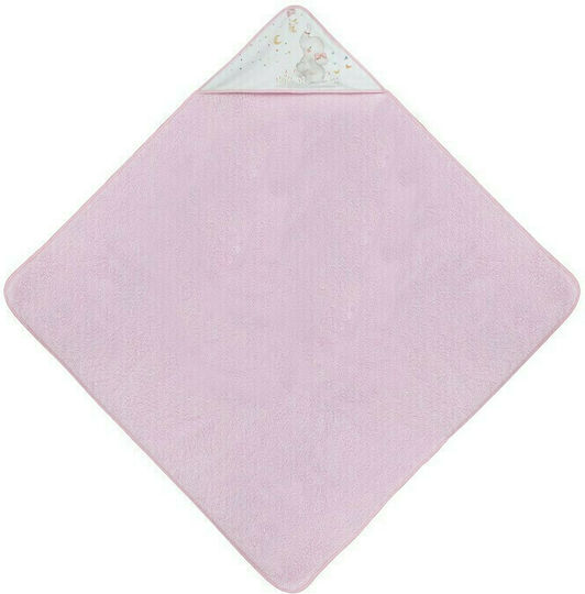 Interbaby Baby Hooded Towel Elefante Pink 100x100cm