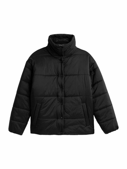 Women's Short Puffer Jacket for Winter Black