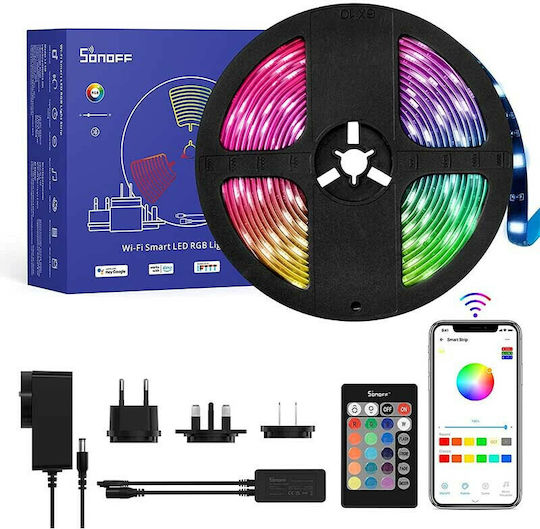 Sonoff Αδιάβροχη Smart Ταινία LED Wi-Fi 12V RGB Φως 5m Τύπου SMD5050 με Τροφοδοτικό & Τηλεχειριστήριο