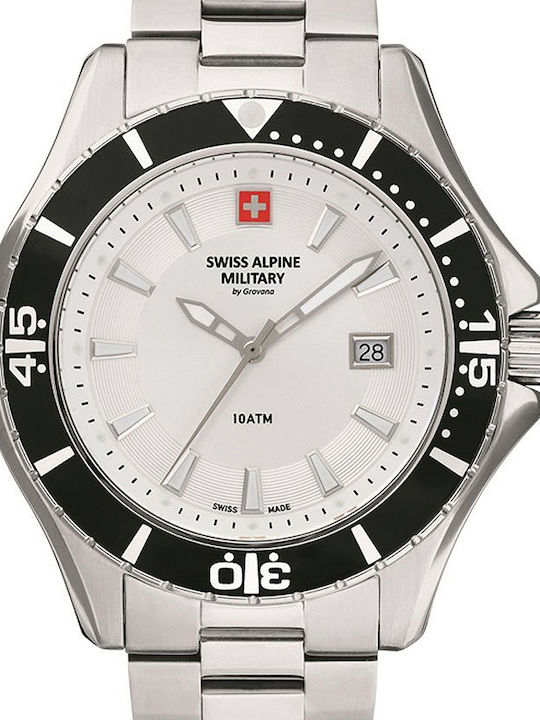 Swiss Alpine Military by Grovana Men's Watch 46mm Battery with Silver Metal Bracelet