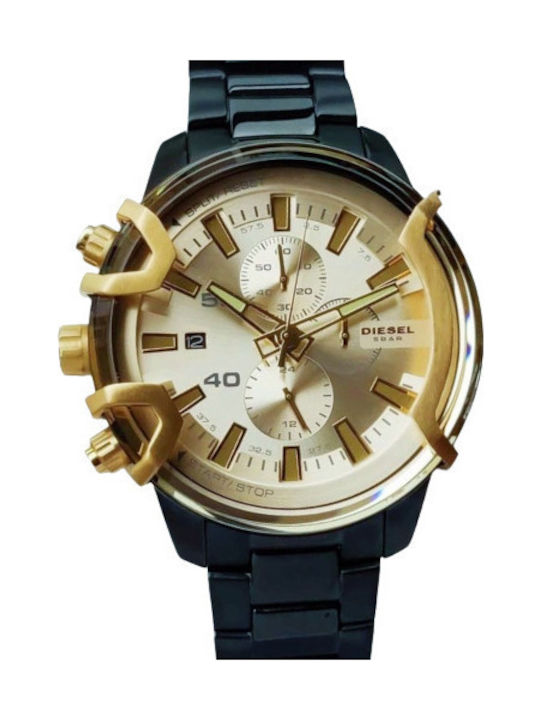 Diesel Griffed Ανδρικό Ρολόι 48mm Χρονογράφος Μπαταρίας με Μαύρο Μεταλλικό Μπρασελέ