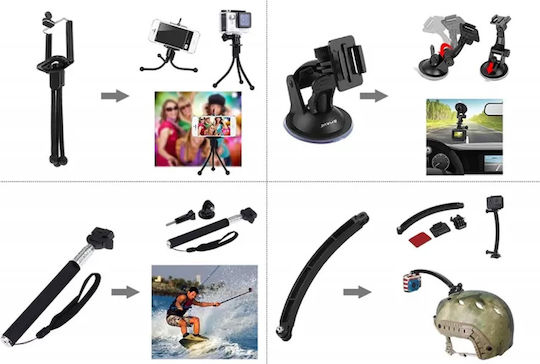 Puluz 50 in 1 Σετ Αξεσουάρ για GoPro Action Camera Fusion / Hero 10 / Hero 11 / Hero 11 Mini / Hero 12 / Hero 2018 / Hero 3 / Hero 3+ / Hero 4 / Hero 4 Session / Hero 5 / Hero 5 Session / Hero 6 / Hero 7 / Hero 8 / Hero 9 / Max