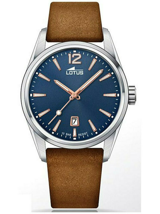 Lotus Watches Men's Watch 42mm Chronograph Battery with Brown Leather Strap