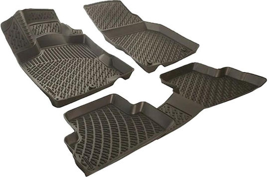 Rizline Car Mats Set Front and Back 4 Pieces Raised Sides for Fiat Grande Punto / Punto 2005-2018 Black