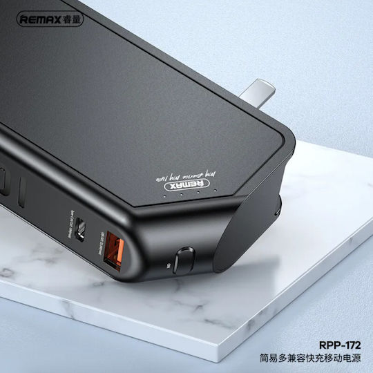 Remax RPP-172 Power Bank 10000mAh 22.5W mit USB-A Anschluss und USB-C Anschluss Schwarz