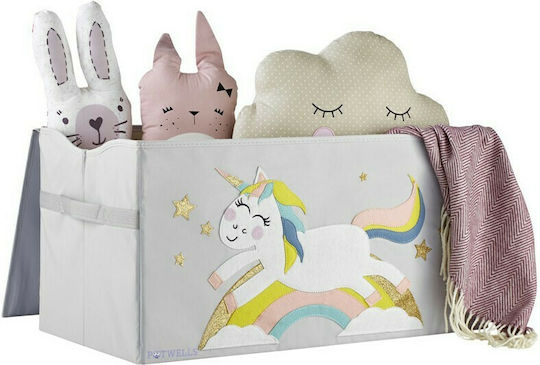 Potwells Kids Fabric Foldable Toy Storage Box Unicorn Gray 64x32x32cm