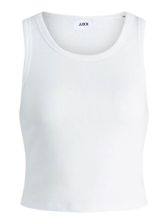 Top Crop Sport Fără Mâneci Alb Damă
