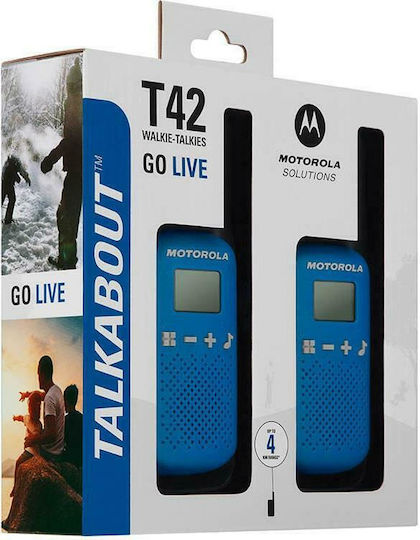 Motorola Talkabout T42 Transmițător Wireless PMR cu Ecran Monocrom Set 2buc Culoare Albastru