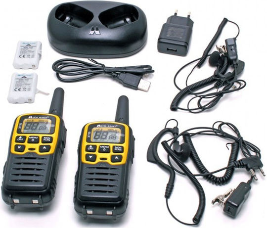 Midland XT50 Adventure Ασύρματος Πομποδέκτης PMR 0.5W με Μονόχρωμη Οθόνη Σετ 2τμχ Σε Κίτρινο Χρώμα