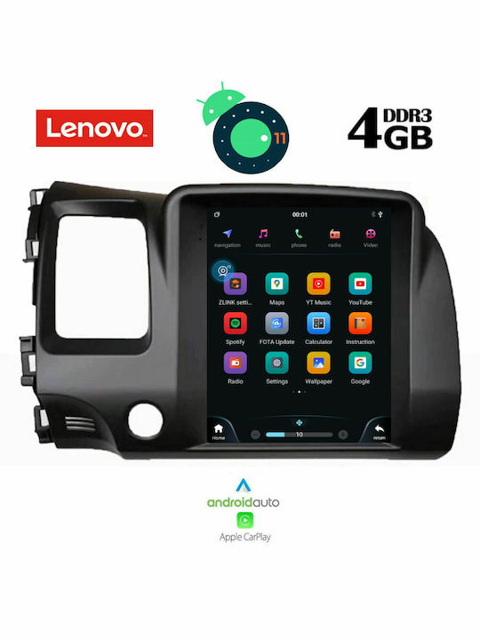 Lenovo Car Audio System for Honda Civic 2006-2012 with Clima (Bluetooth/USB/AUX/WiFi/GPS/Apple-Carplay/CD) with Touch Screen 9.7" DIQ_SSX_9988