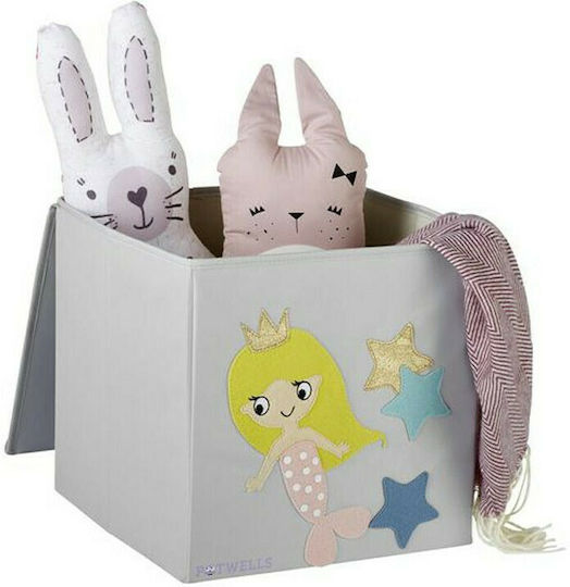 Potwells Детска кутия за съхранение сгъваема Mermaid Сив 33x32x32см 1бр