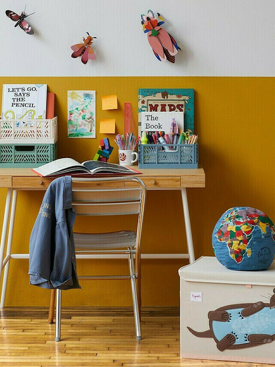3 Sprouts Children's Folding Storage Box made of Fabric Otter Turquoise 61x37x38cm 1pcs