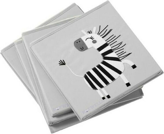 Potwells Детска кутия за съхранение сгъваема Zebra Сив 33x32x32см 1бр